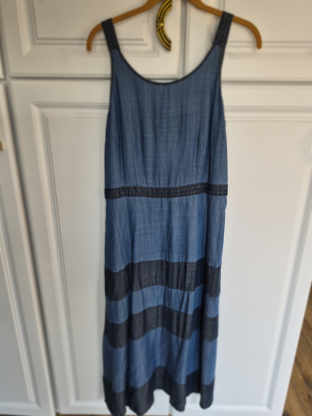 Tommy Bahama Blue Striped Tank Maxi Dress Size 10, Zipper Back
